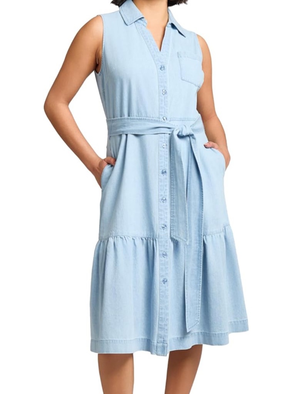 Jones New York Women's Petite Sleeveless Belted Dress